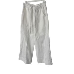 A.L.C. NWT Women's Medium White Drawstring Pull On 100% Linen Pants WIde Leg